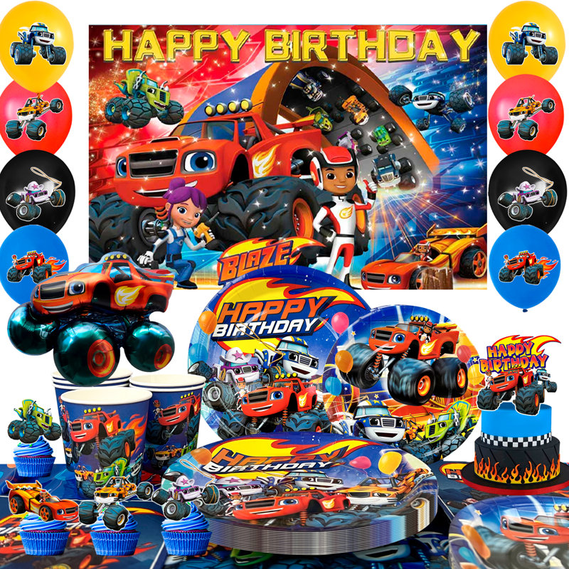 Monster Trucks Birthday Decoration Set,92pcs Monster Truck Party Supplies