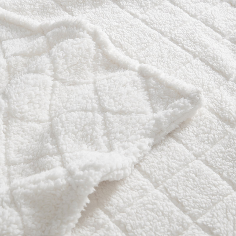Coleman® Diamond Embossed Sherpa Plush Throw Blanket/Coverlet, Queen, Off White