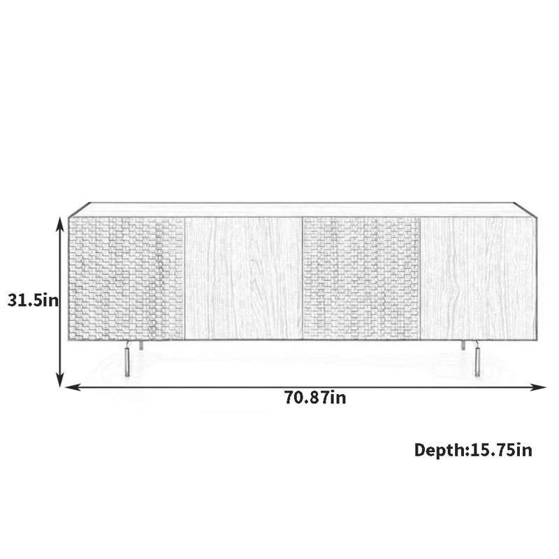 Buffet haut de gamme, H 31,5 po x l 70,87 po x P 15,75 po
