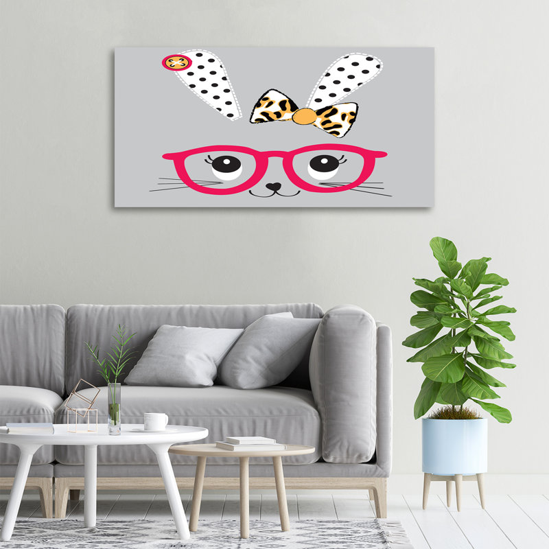 Rabbit with Glasses 1 Piece Wall Art on Canvas