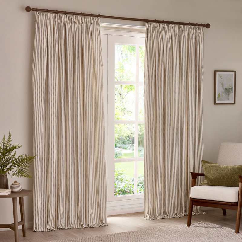 Hebden 100% Cotton Blackout Curtain Panel Pair, 229cm Width x 229cm Drop, Beige