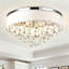 Lustre en cristal 19,5 po à 3 lumières avec tissu blanc
