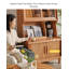 Modern Natural Wood Tall Bookcase with Glass & Fluted Doors