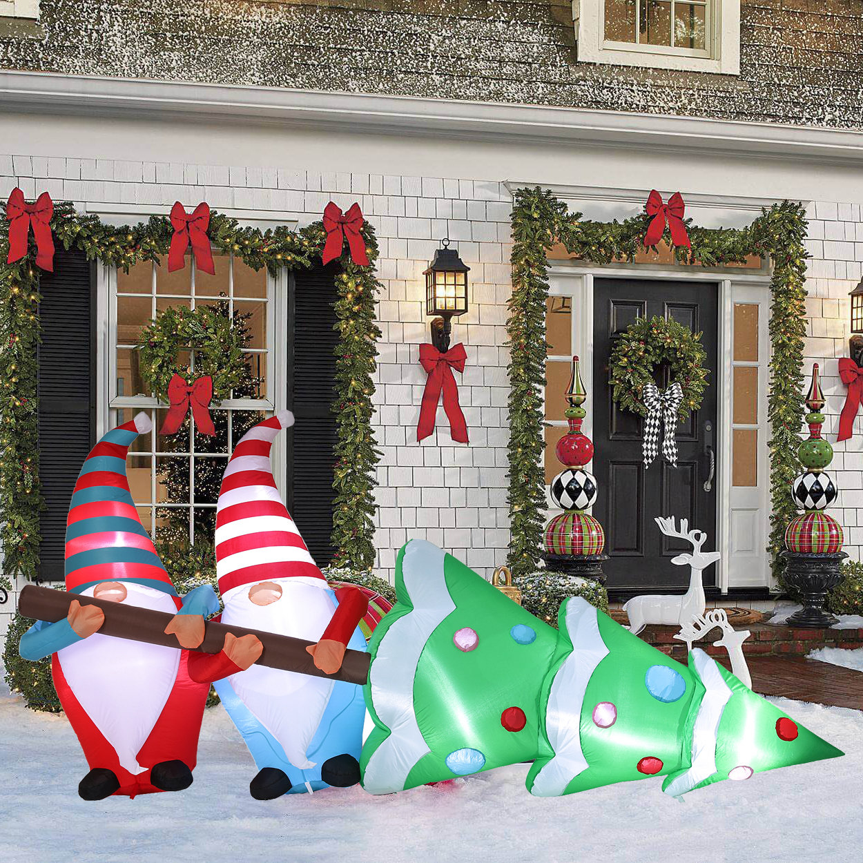 The Holiday Aisle® Gnome with Tree Inflatable & Reviews | Wayfair