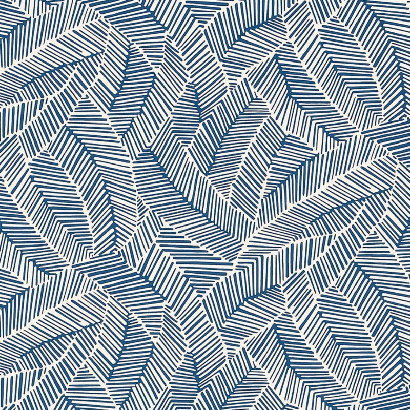 Abstract Leaf Wallpaper, Navy Blue