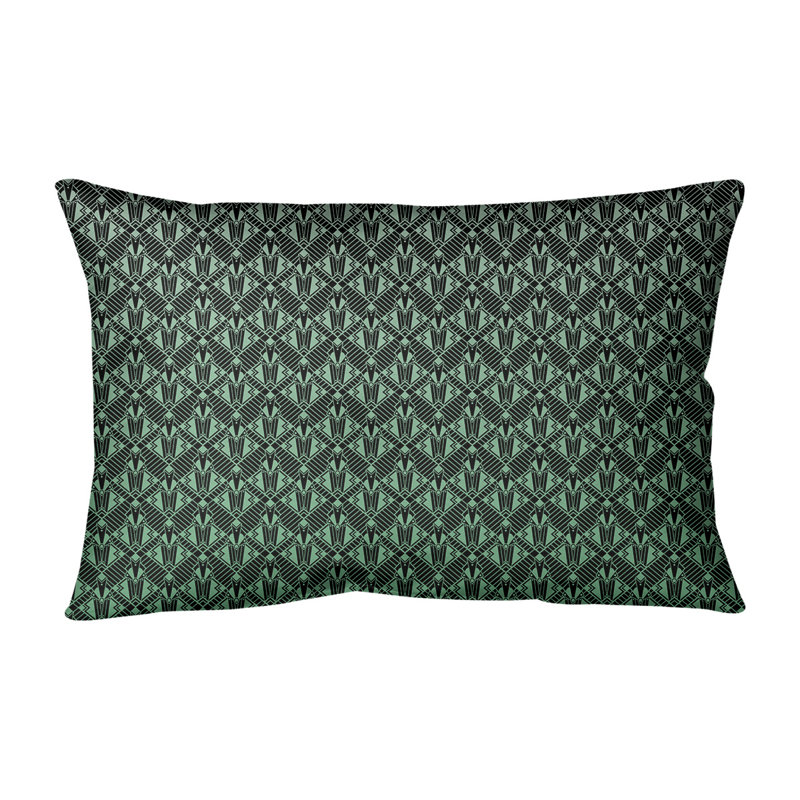 Coussin lombaire art déco Katelyn Elizabeth, Bourre en polyester, Vert