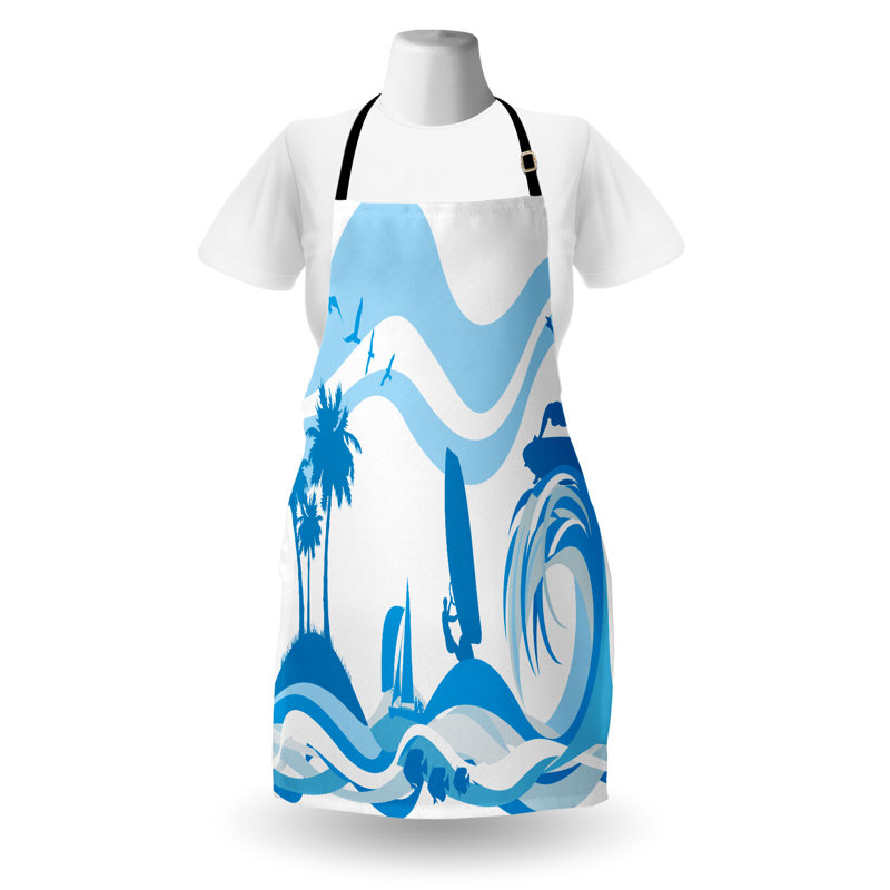 Tablier aquatique East Urban Home unisexe, Surfer Waves Summertime, taille adulte, bleu pâle