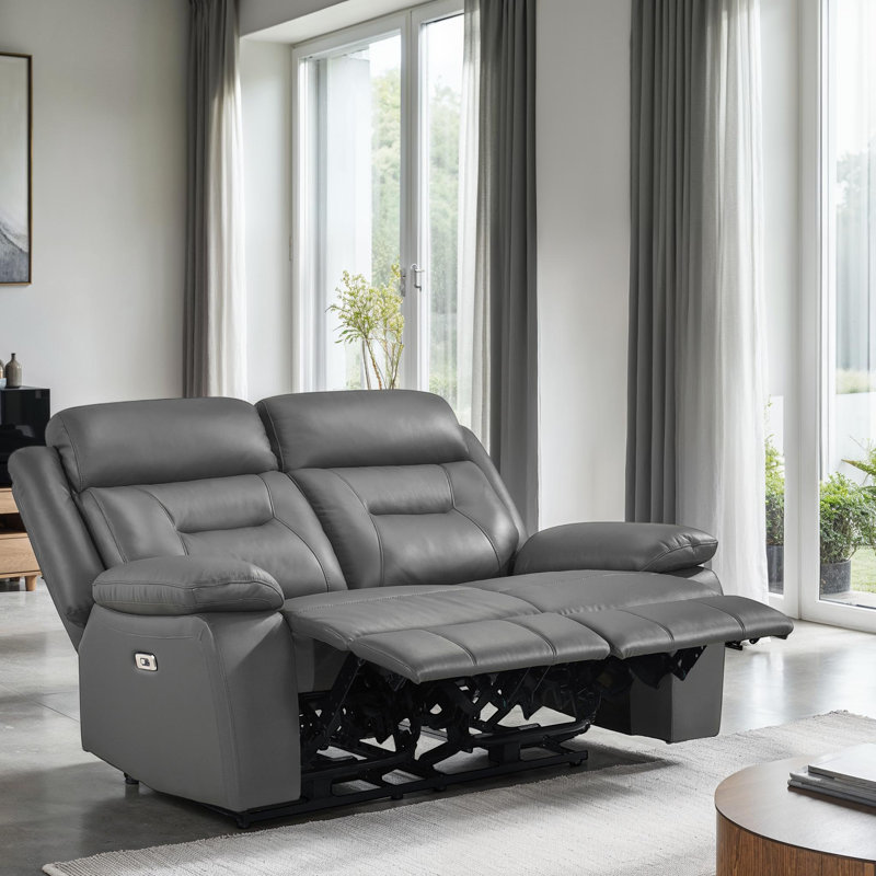 Causeuse inclinable électrique moderne et contemporaine de 62,5 po Hornbeck, Gris foncé