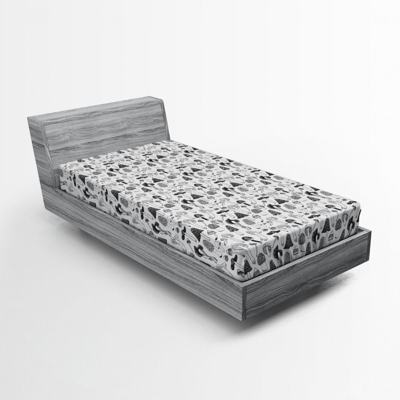 Black and White Paisley Microfiber Twin XL Fitted Sheet