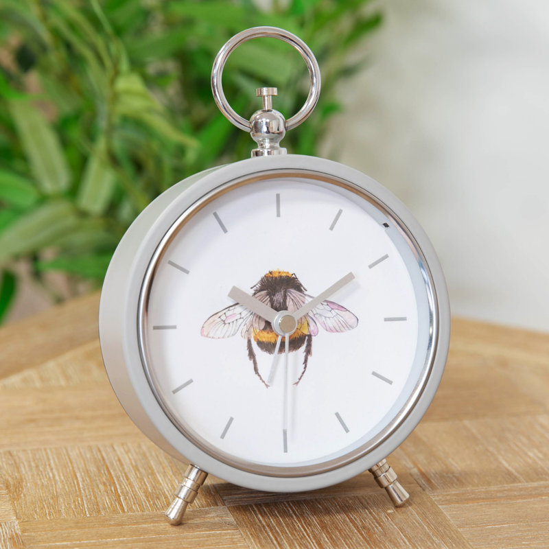 Analogue Metal Quartz Movement / Crystal Tabletop Clock in Grey/White/Silver/Yellow