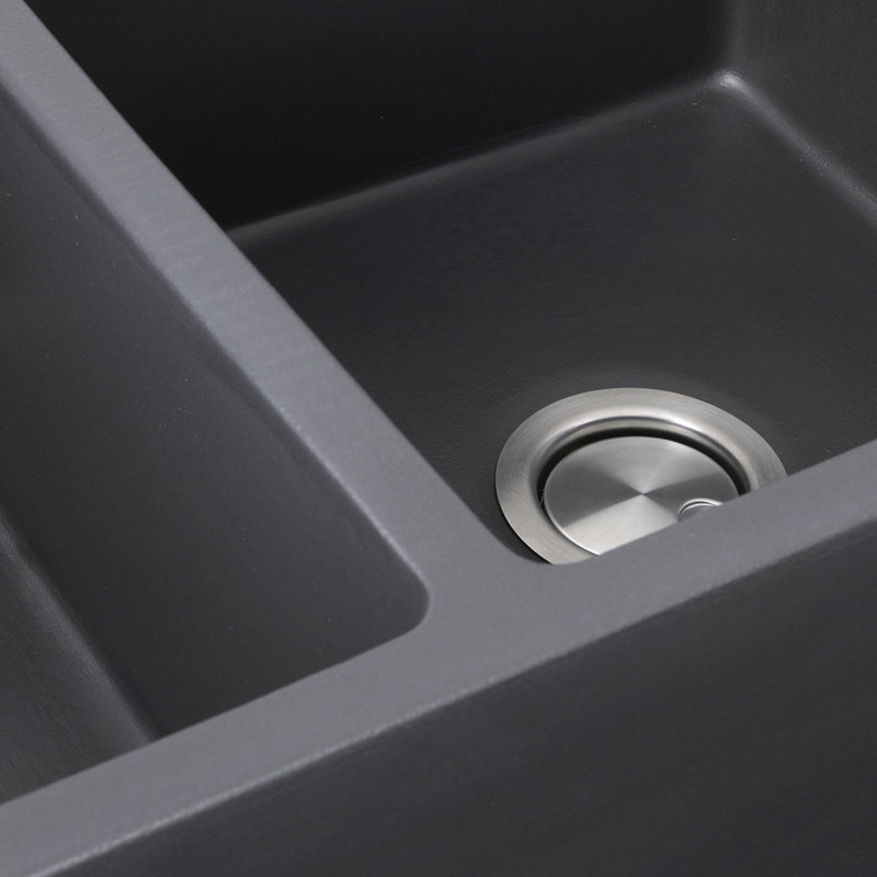 Vineyard 33'' L Double Bowl Fireclay Kitchen Sink, Matte Black