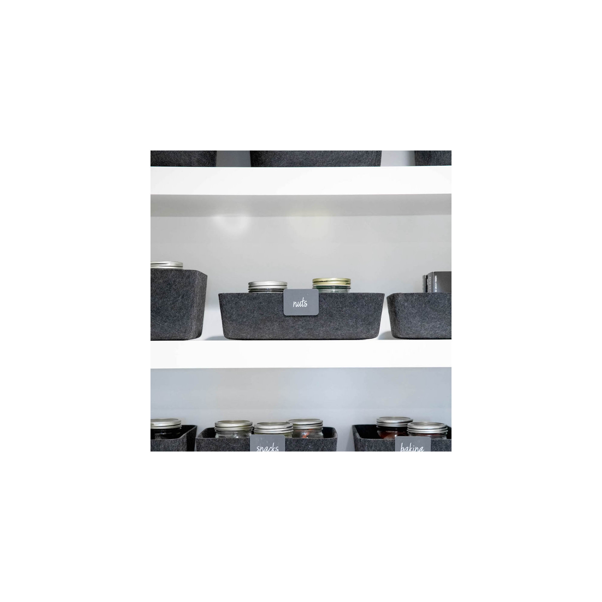 Sculpted Felt Storage Long Bin, Carbon