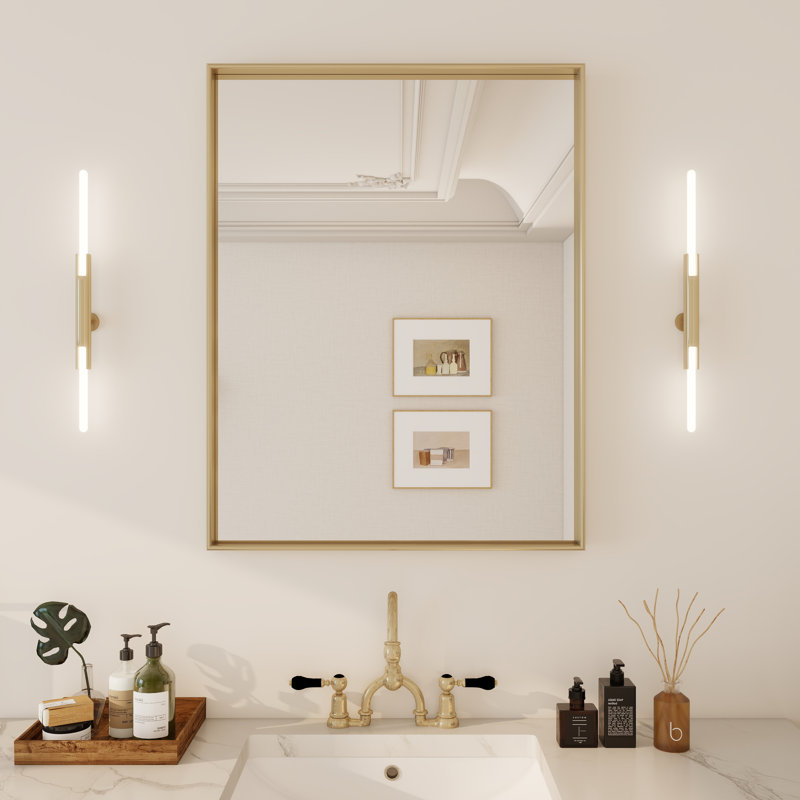 Miroir rectangulaire de salle de bain mural, Rectangulaire, 36 po x 28 po