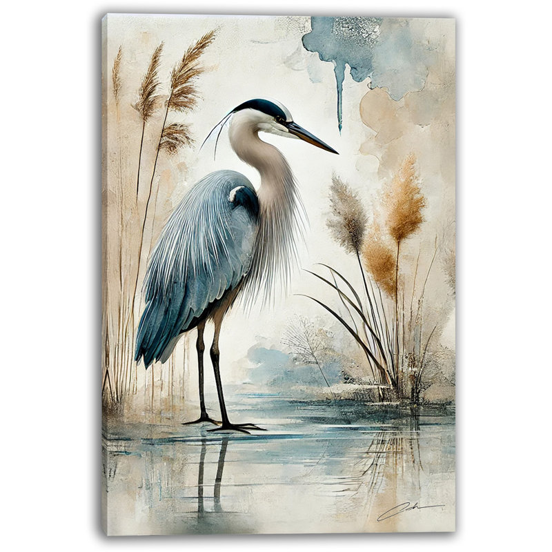 «Blue Heron Serenity in Nature», impression sur toile, H 36 po x l 24 po x P 1,5 po