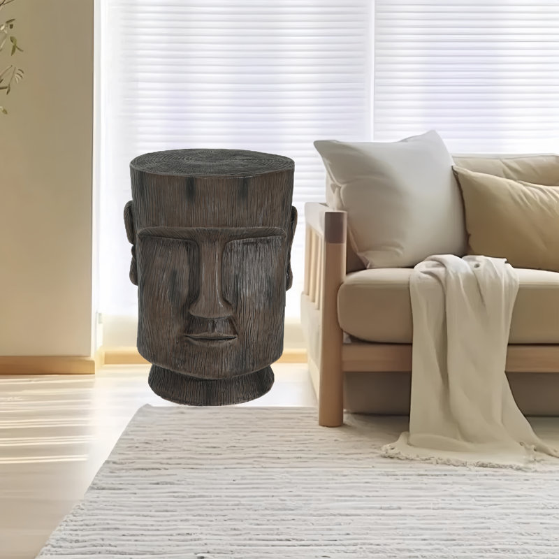Side Table With Easter Island Moai Statue Design