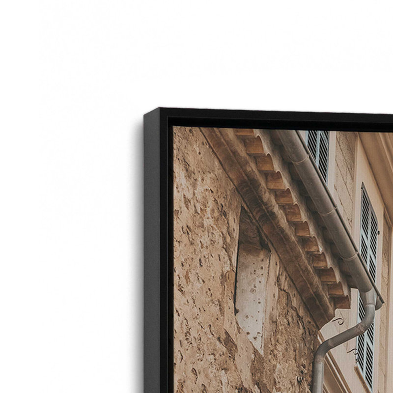 Impression sur toile Mountain Village Passage, Cadre flottant noir satiné, H 12,75 po x l 8,75 po x P 1,75 po