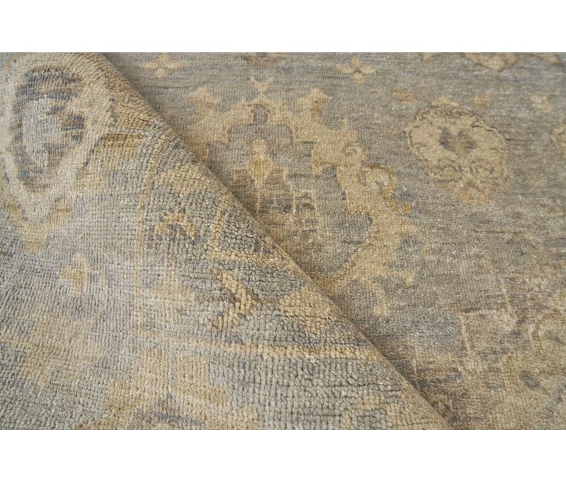 Antique Weave Oushak Oriental Hand-Knotted Wool Light Blue Area Rug, Rectangle 14' x 18'
