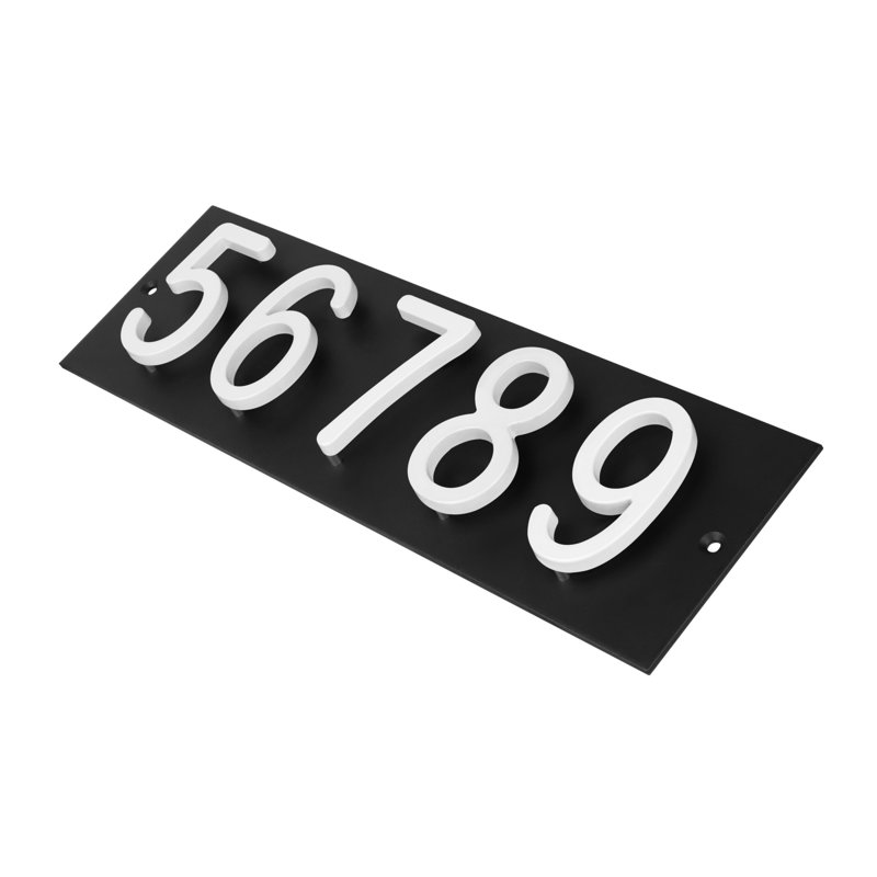 Plaque d'adresse horizontale Amgo Floating Modern, Noir, noir, noir, noir, Blanc, Oui