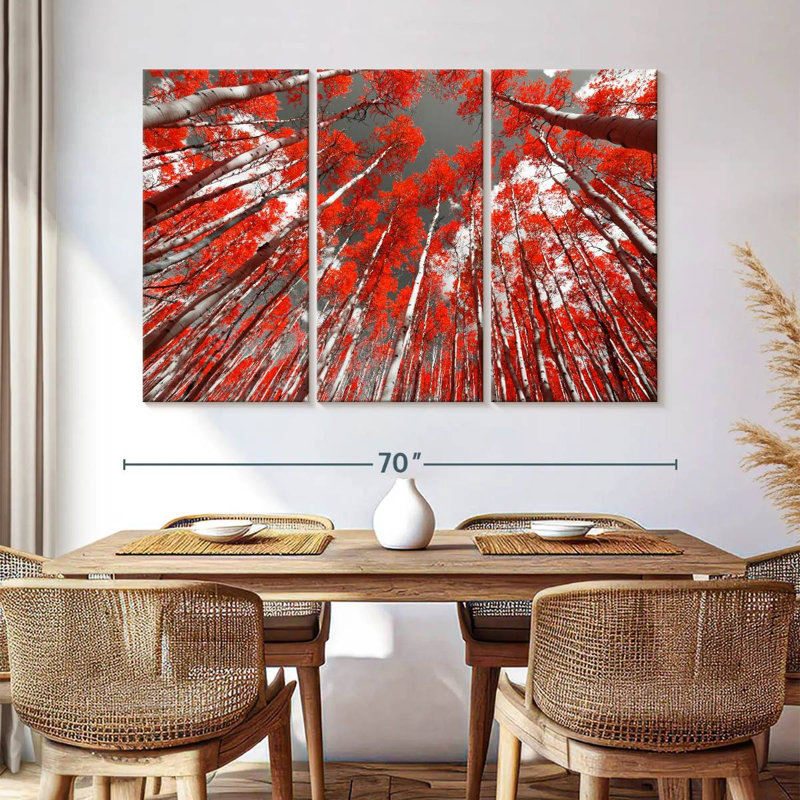 Harnek Red Forest Trees, 42" H x 65" W