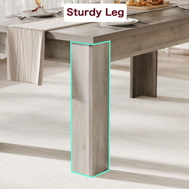 63" Dining Table for 4-6, Farmhouse Wood Kitchen Table with 4 Strong Legs, Large Thick Tabletop, Rectangular Dining Room Table for Hallway, Kitchen, Apartment