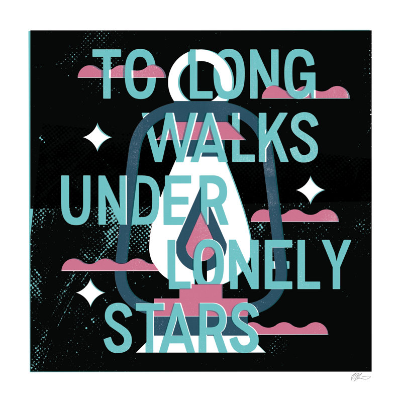 «Lonely Stars» par Robert John Paterson - Art textuel, Papier avec cadre simple noir, Oui, H 30 po x l 30 po