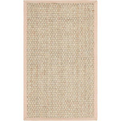 Tapis 2X3 - Collection Natural Fiber - Naturel et beige, ruppie maritime, motif natté avec bordure (NF114A)