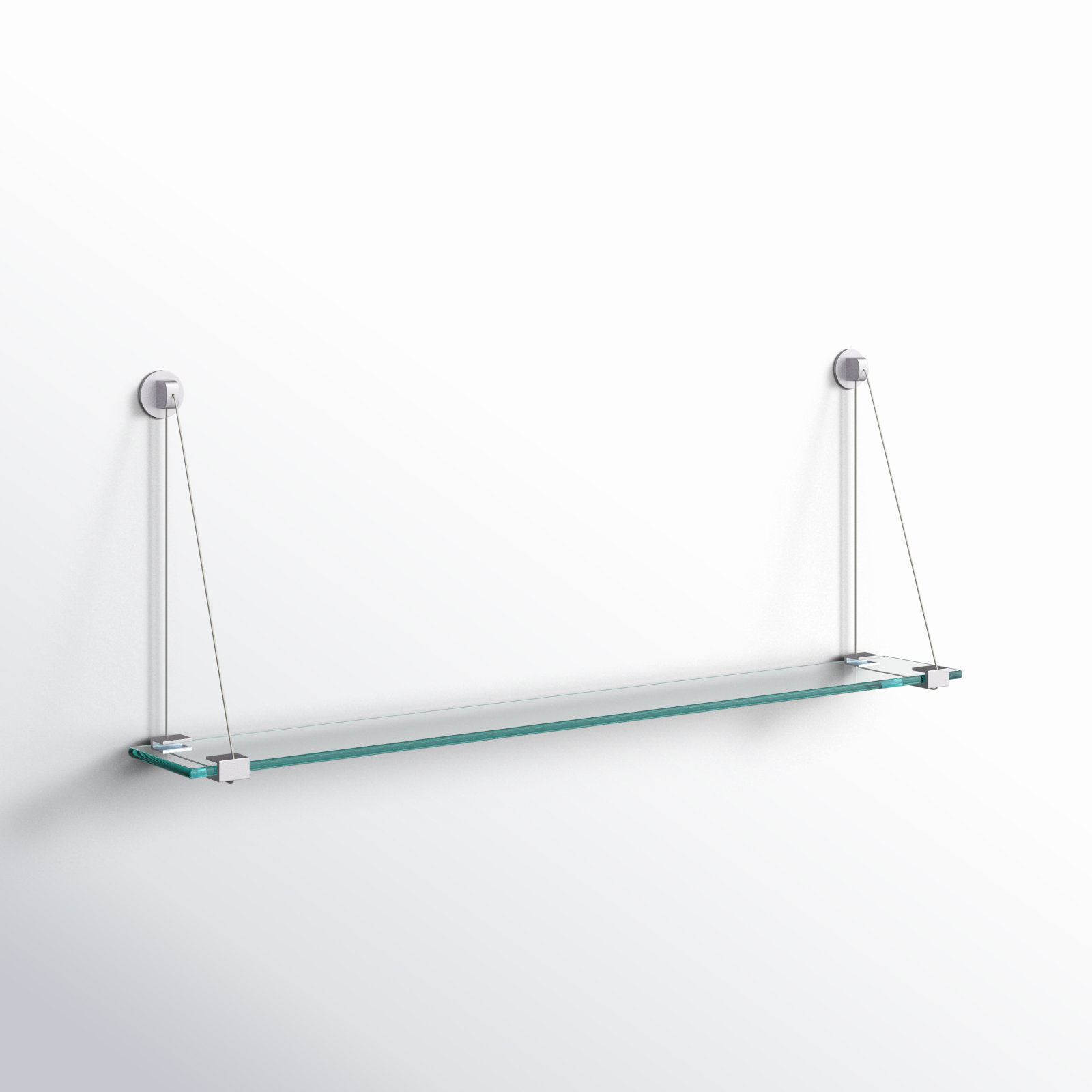 Earlham Tempered Glass Bracket Shelf, 18" H x 48" W x 6.5" D, Chrome