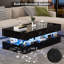 Table basse moderne ultrabrillante avec 2 tiroirs coulissants, lumières DEL de 16 couleurs, charge sans fil et haut-parleur intégré, grande table basse DEL brillante de 47 pouces-716117829