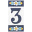 Sevillano 2.13" x 4.38" Ceramic Floral Address Number Wall Tile in White/Blue