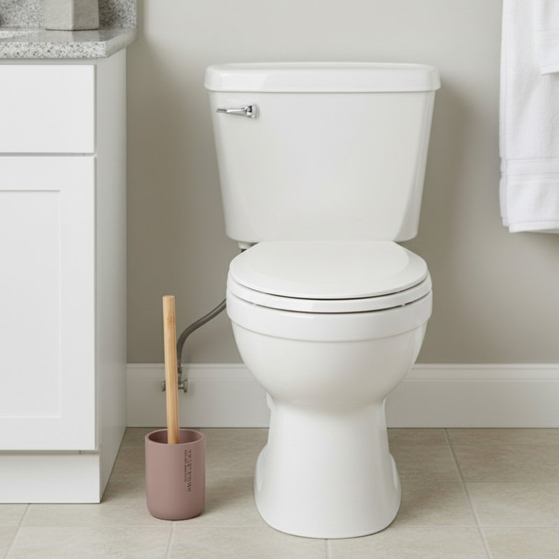 Ensemble de porte-brosse de toilette Willis Chic Matte avec poignée en bambou naturel, Cappuccino