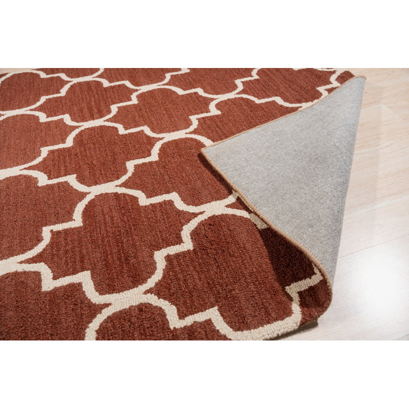 Hand Tufted Wool Geometric Area Rug, Brown