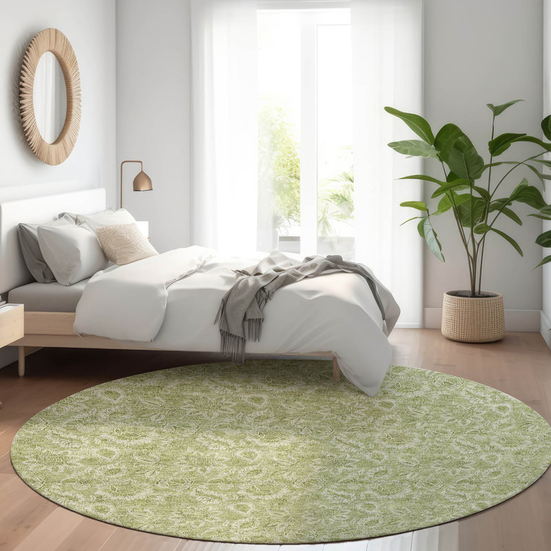 Fareham Washable Floral Indoor / Outdoor Rug, Round 8'