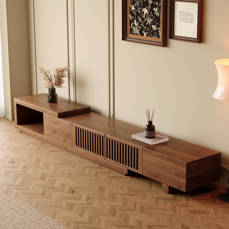 Meuble télé 78,54 po avec 2 tiroirs et 2 armoires, console média pour le salon