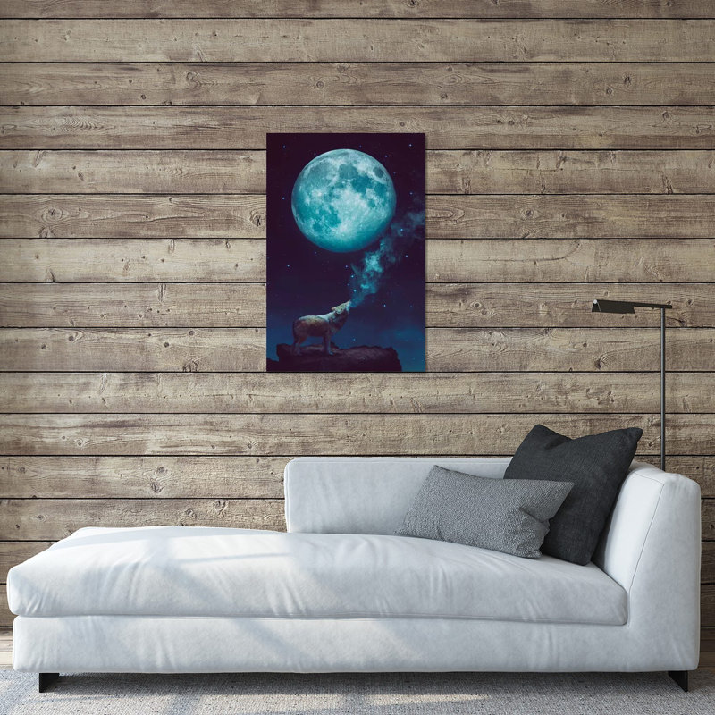 Lone Wolf Howl - Night - impression non encadrée, H 24 po x l 16 po x P 0,25 po