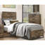 Structure de lit simple de style rustique au fini pin vieilli, comprend une tête de lit et des traverses, une option de mobilier de chambre à coucher, un sommier tapissier nécessaire, une finition à motif de ligne moderne à installation rapide, des rails inclus, des meubles,-307405727