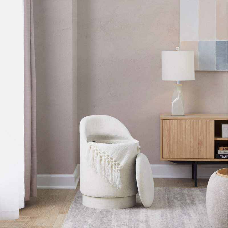 Tabouret de coiffeuse 18 po rembourré en tissu, Crème