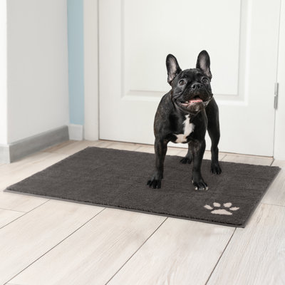 PETMAKER Dog Door Mat Entryway Rug with Non-Slip Back - Super Absorbent Microfiber Dog Mat- Grey