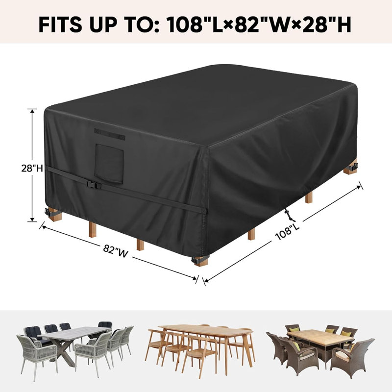 Outdoor Patio Furniture Cover – Waterproof Heavy-Duty Oxford Table & Chair Protector Black