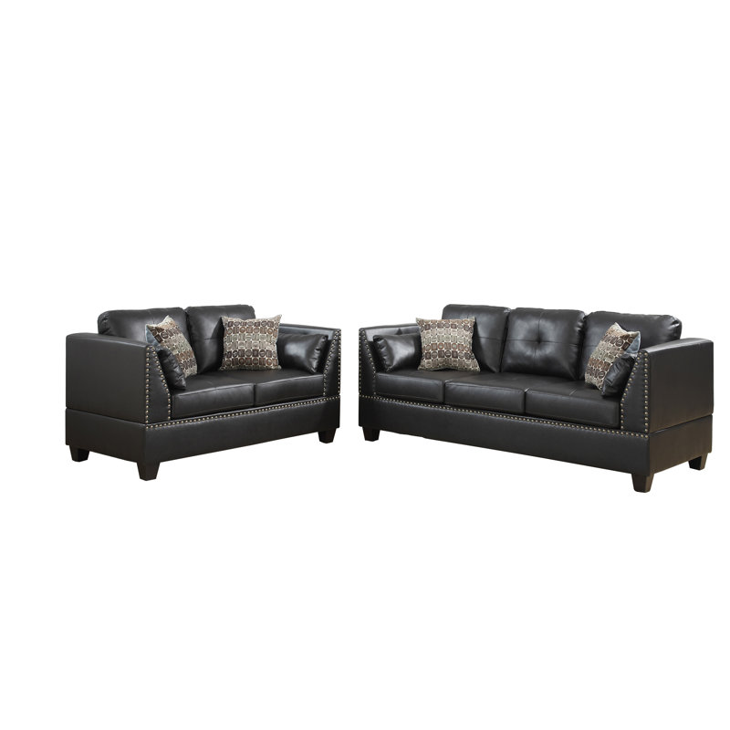 2 Piece Faux Leather Standard Living Room Set, Espresso