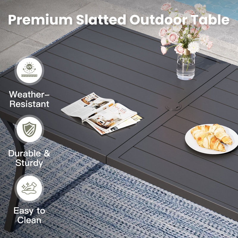 Rectangular Outdoor Patio Dining Table, Black