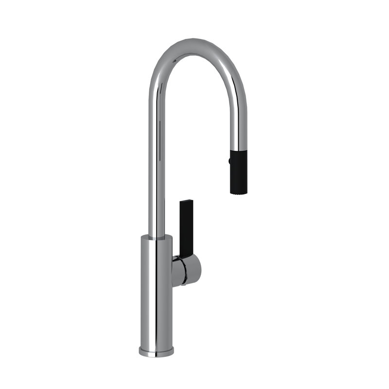 Tuario Pull-Down Bar/Food Prep Kitchen Faucet with C-Spout, Polished Chrome