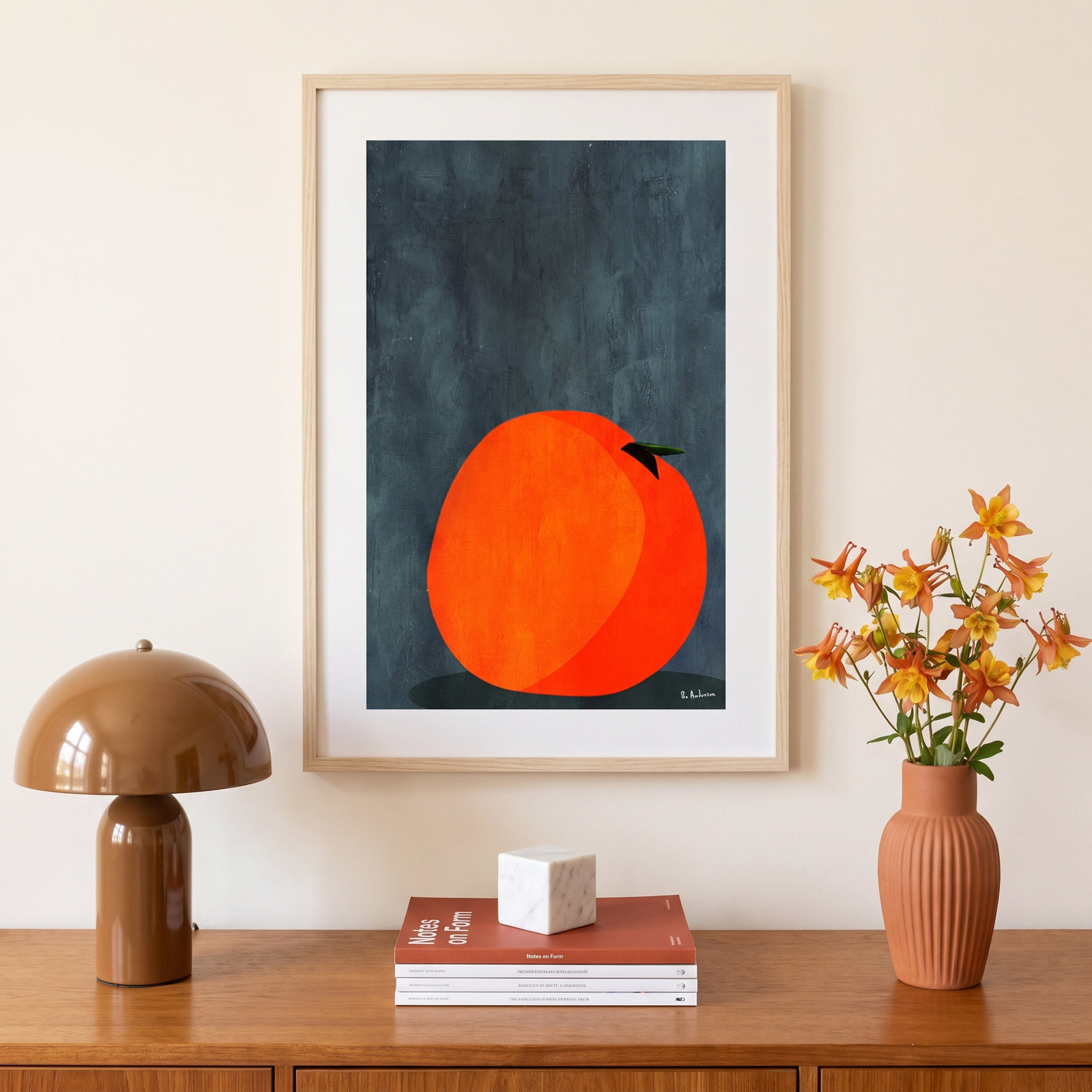 Calmly Sleeping Apple Print, Brown, 31" H x 22" W