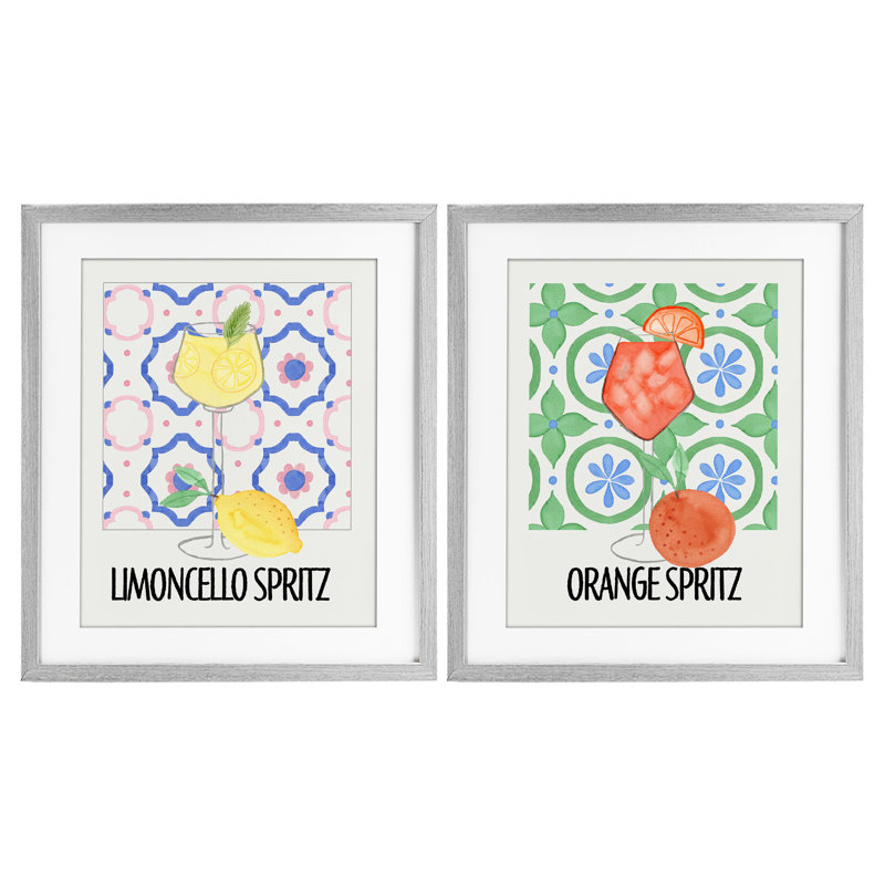 Ensemble sous-verre à motif d'agrumes sous-verre 2 pièces Citrus, H 16 po x l 13 po, Cadre de ferme gris sous verre Farmhouse