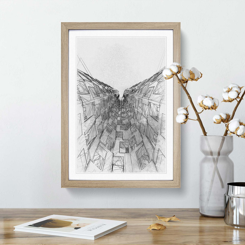 Sketching the Architecture Vol.61 - Picture Frame Drawing Print, 36cm H x 27cm W x 2cm D, Oak Framed