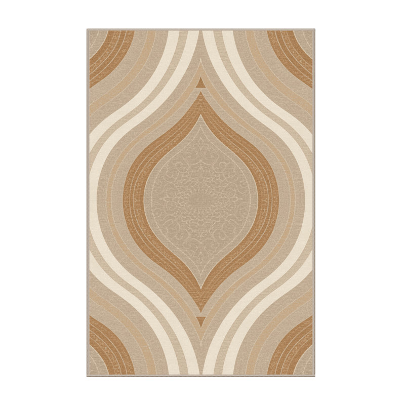 Tapis bord de mer brun lavable à la machine Outhe, 7 x 9