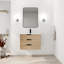 Meuble-lavabo mural 30 po avec lavabo à tiroir à fermeture en douceur et coffre latéral. Et plateforme. Imitation de chêne, contreplaqué durable et fiable