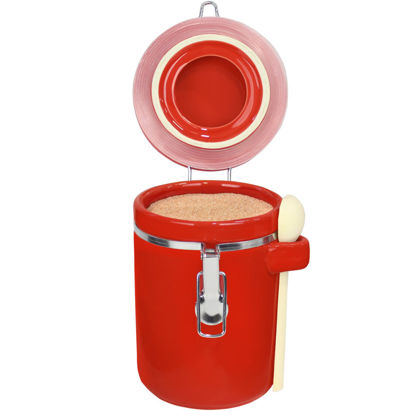 Pot de cuisine hermétique en céramique, H 7 po x l 4 po x P 4 po, Rouge