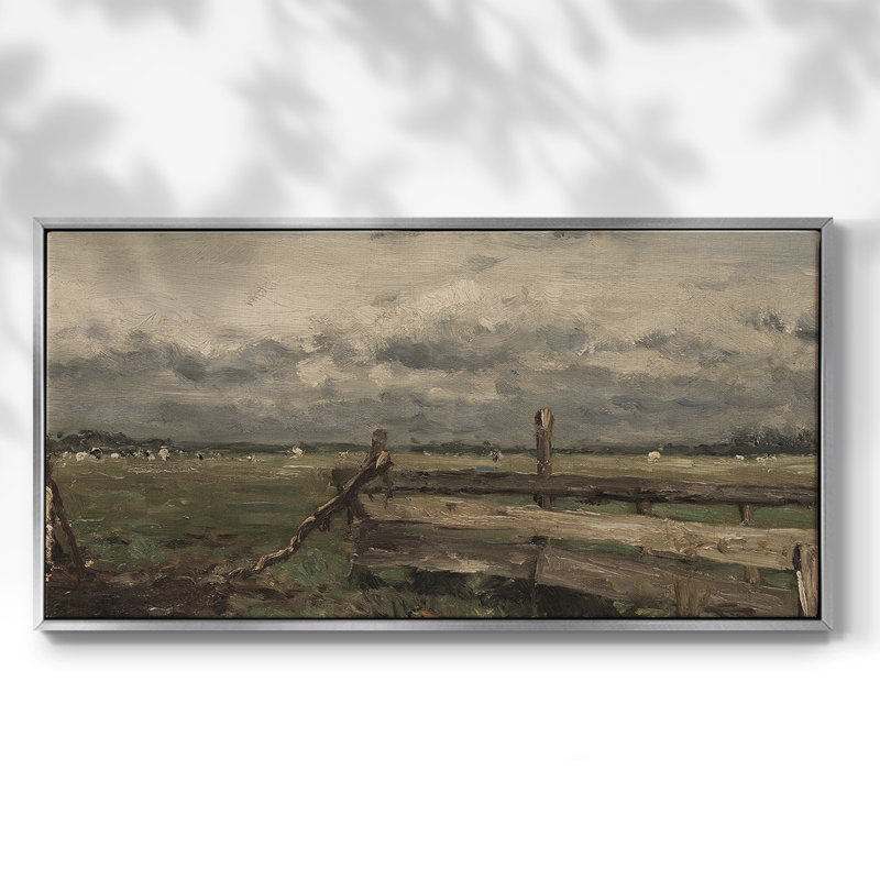 Série paysage -MXCIV- Toile tendue avec châssis encadré - Prêt à être accroché, Argent argent, H 21 po x l 41 po