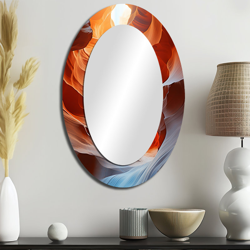 Canyon Antelope Symphony I - Miroir décoratif ovale sur métal, 36 po x 24 po