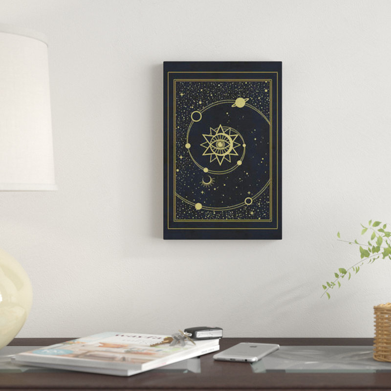 « the solaire system », reproduction d’impression sur toile, H 26 po x l 18 po x P 1,5 po, Pas de tapis, Toile tendue